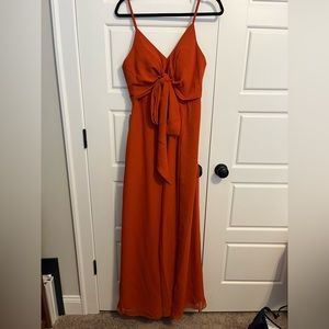 Floor length burnt orange dress